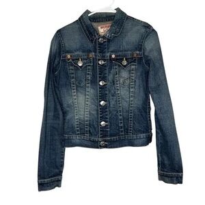 Classic Women's Denim Jean Jacket - Dark Blue